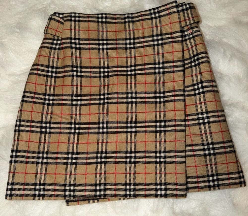 Burberry London Vintage Nova Check Wool Blend Wrap Skirt Age 8/9 128cm